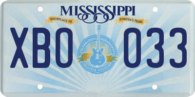 MS license plate XBO033