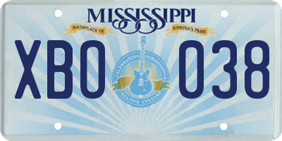 MS license plate XBO038