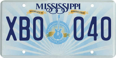 MS license plate XBO040