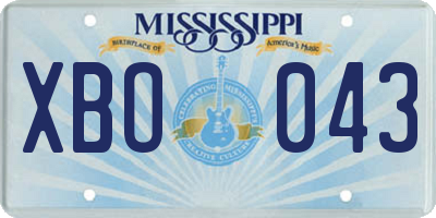 MS license plate XBO043