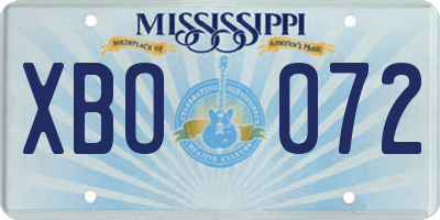 MS license plate XBO072