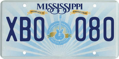 MS license plate XBO080