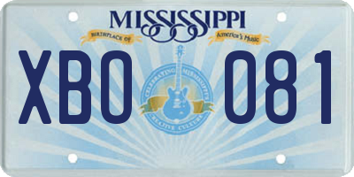 MS license plate XBO081