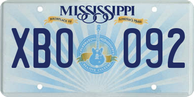 MS license plate XBO092