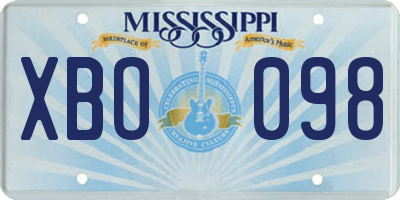 MS license plate XBO098