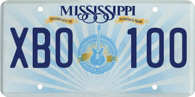 MS license plate XBO100
