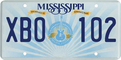 MS license plate XBO102