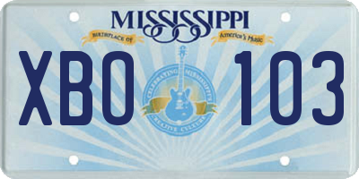 MS license plate XBO103