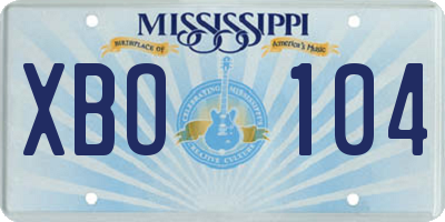 MS license plate XBO104