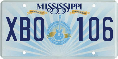 MS license plate XBO106