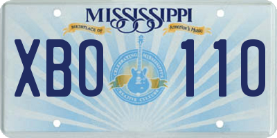 MS license plate XBO110