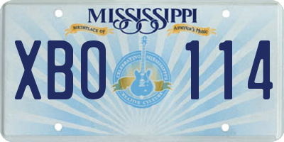 MS license plate XBO114