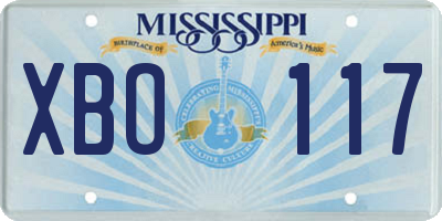 MS license plate XBO117