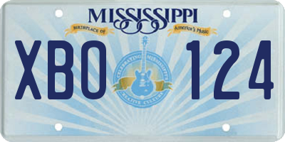 MS license plate XBO124