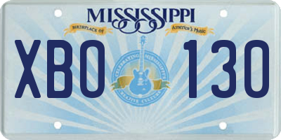 MS license plate XBO130