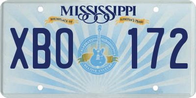 MS license plate XBO172