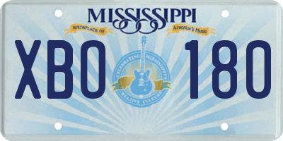 MS license plate XBO180