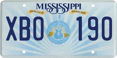 MS license plate XBO190