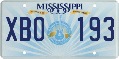 MS license plate XBO193