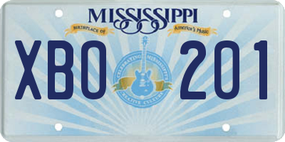 MS license plate XBO201