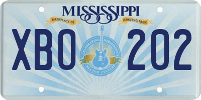 MS license plate XBO202