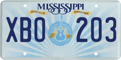 MS license plate XBO203