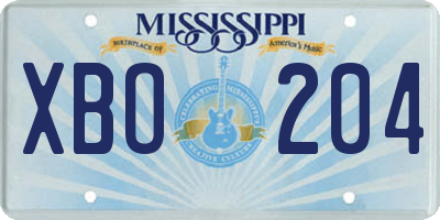 MS license plate XBO204