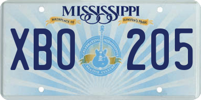 MS license plate XBO205