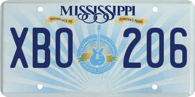 MS license plate XBO206