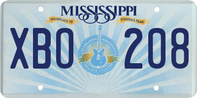 MS license plate XBO208