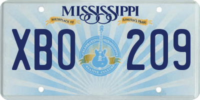 MS license plate XBO209