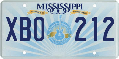 MS license plate XBO212