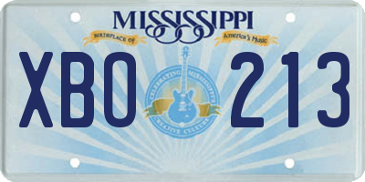 MS license plate XBO213