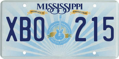 MS license plate XBO215