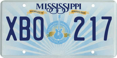 MS license plate XBO217