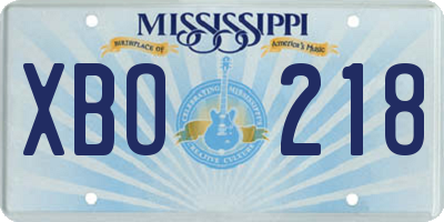 MS license plate XBO218