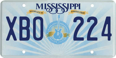 MS license plate XBO224