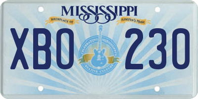 MS license plate XBO230