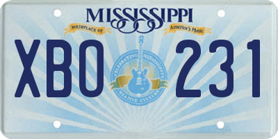 MS license plate XBO231