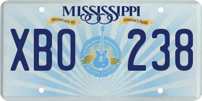 MS license plate XBO238