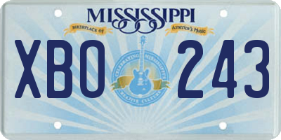 MS license plate XBO243