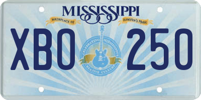 MS license plate XBO250