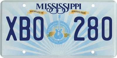 MS license plate XBO280