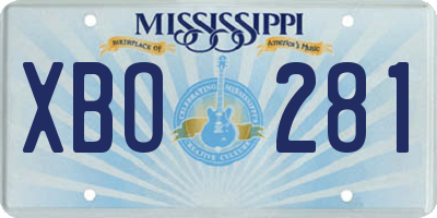 MS license plate XBO281