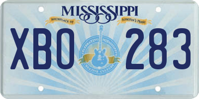 MS license plate XBO283