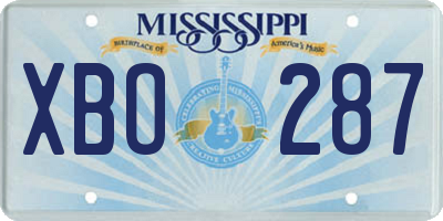 MS license plate XBO287