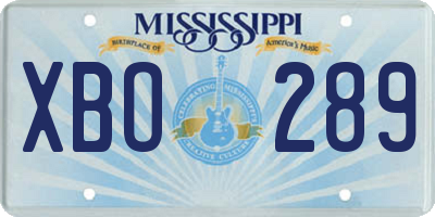MS license plate XBO289