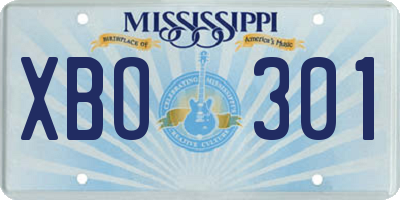 MS license plate XBO301