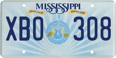 MS license plate XBO308