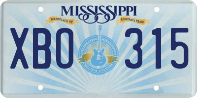 MS license plate XBO315